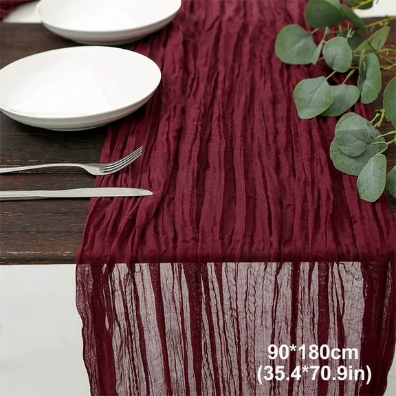 Cheese Cloth Wrinkled Cloth Table Flag Bohemian Style Transparent Table Cloth Wedding Party Decoration Wrinkled Table Flag