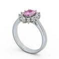 thumbnail image 2 of 1.80 Ct Oval Shape Stunning Floral Halo Pink Sapphire Real Diamond Wedding Ring for Women 14K White Gold Size 9.5, 2 of 7