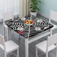 thumbnail image 3 of Black Halloween Spider Webs Square Fitted Tablecloth with Elastic Edge,Square Table Cover,Washable Elastic Table Cover for Home Kitchen Party Decor 34"x34", 3 of 6