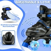OBENSKY Roller Skates, 4 Size Adjustable for Girls & Boys w/ Light up Wheels-Blue/Pink