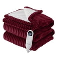 thumbnail image 1 of Manta eléctrica Bedsure Twin, suave franela acanalada, color burdeos, 1 of 7