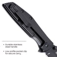 thumbnail image 4 of CRKT Slag Everyday Carry Assisted Folding Knife with Frame Lock: D2 Plain Edge Blade, Black Stainless Steel Handle, Pocket Clip,7600K, 4 of 6