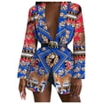 thumbnail image 1 of Blazer Décontracté pour Femmes, Blouse Mi-Longue à Simple Boutonnage, Veste de Loisirs à Col en V, Costume de Mode Imprimé, Cardigan Ajusté à Boutons, 1 of 6