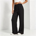 thumbnail image 2 of Vynhevius Women's Cable Knit Sweatpants Wide Leg Drawstring Elastic Waist Pockets Casual Lounge Pants, 2 of 5