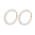 thumbnail image 2 of tasrioml Pair Huggie Earrings Faux Pearl Round Shape Exaggerated Solid Color Anti-allergy Lightweight Stainless Ear Decoration Jewelry Earrings, 2 of 7