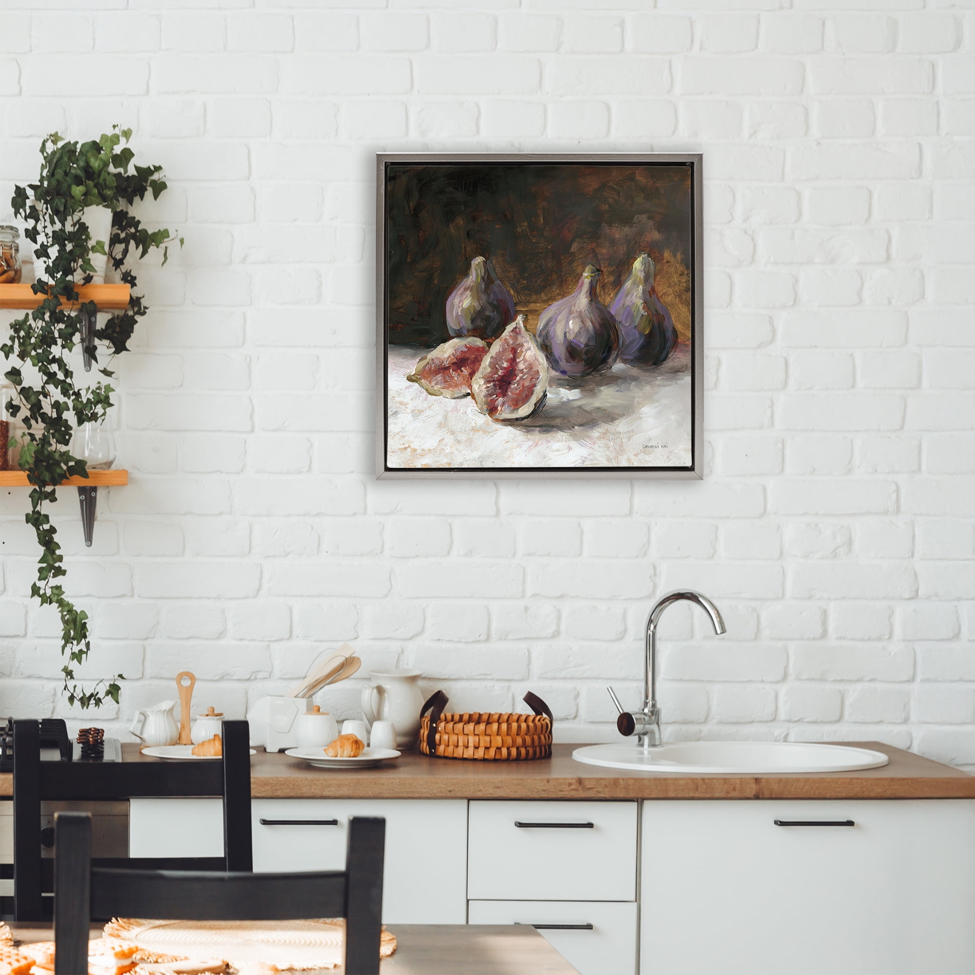 Stupell Industries Rustic Fig Still Life Gray Framed Floater Canvas Wall Art, design by Danhui Nai