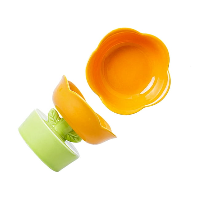 Cat Bowl, Ceramic Cat Food Bowl, Cute Flower Shape Pet Food Bowl Set, Large Capacity Neck Spine Protection Raised Pet Food Bowl, Stability Cat Food Bowl for Cats Dogs Pets