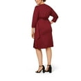 thumbnail image 4 of Seek No Further Women’s Plus Size Ponte ¾ Sleeve V-Neck Wrap Dress, 4 of 9