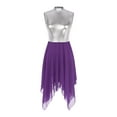 thumbnail image 4 of iiniim Women's Color Block Sleeveless Lyrical Dance Costume Asymmetrical Hem Liturgical Praise Dress Size S-3XL Purple 3XL, 4 of 7