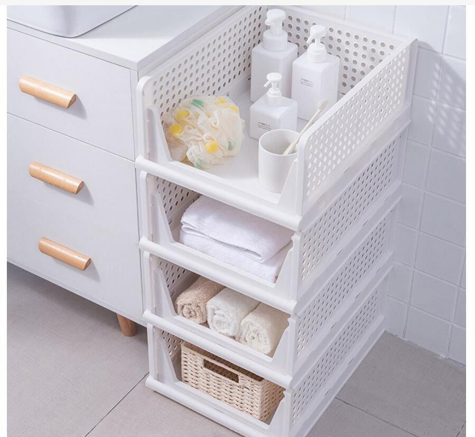 Superio Ribbed Plastic Storage Basket Organizer (6 Pack), 22 Liter Large  Stackable Closet Storage Bin for Shelf, Desk, Pantry – Store Toys, Clothes