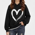 thumbnail image 2 of WAVSUF Girls Hooded Sweatshirts, Long Sleeve Hooded Heart Print Fall Casual Daily Pullover Black 3, 2 of 6