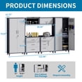 thumbnail image 2 of IKIMI 6-Piece Garage Storage Cabinet Set, Heavy Duty Metal Garage Cabinets System Workshop Set with 2* Tall Tool Cabinets+ 2 * Wall Mounted Cabinet+ 2 * Tool Cabinet with Wheels, Gray, 2 of 7