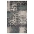 thumbnail image 2 of 5' X 8' Teal And Gray Damask Distressed Stain Resistant Area Rug, 2 of 4