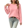 thumbnail image 2 of SGFCWSX Girls Sweaters Basic Crewneck Soft Lightweight Casual Relaxed Fit Long Sleeve Pullover for Kids Hot Pink Size 2T, 2 of 9