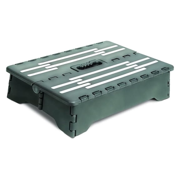 Folding Step Stool 4 Inch - Portable Non-Slip Step with Handle - Heavy Duty Plastic - 300 lb Capacity - Black