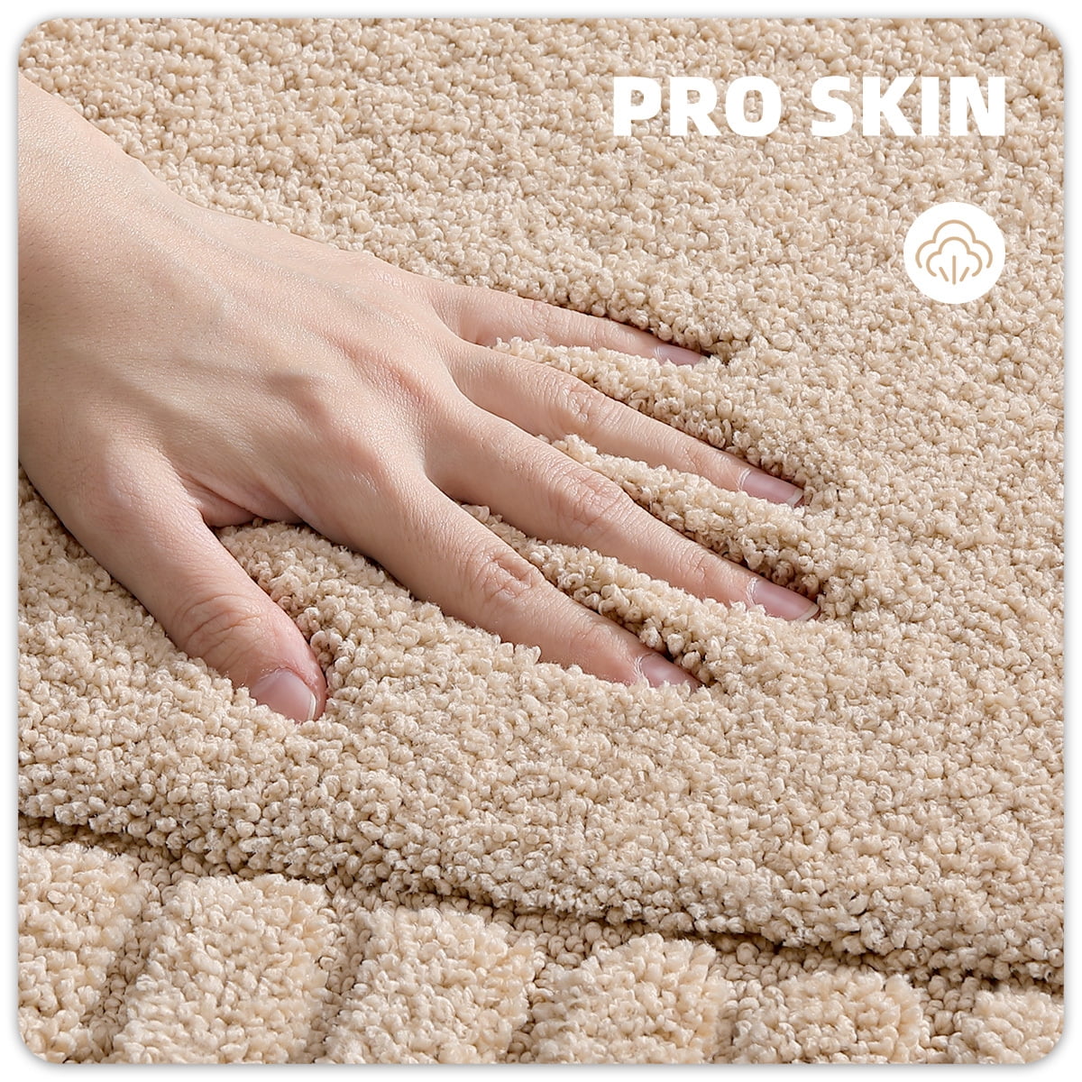 PABUBE Bathroom Rugs 24"x36", Absorbent Bath Mats Rugs for Bathroom Floor Non Slip Non Skid, Soft Shag Microfiber Machine Washable Shower Bath Mat for Bathroom Decor, Khaki