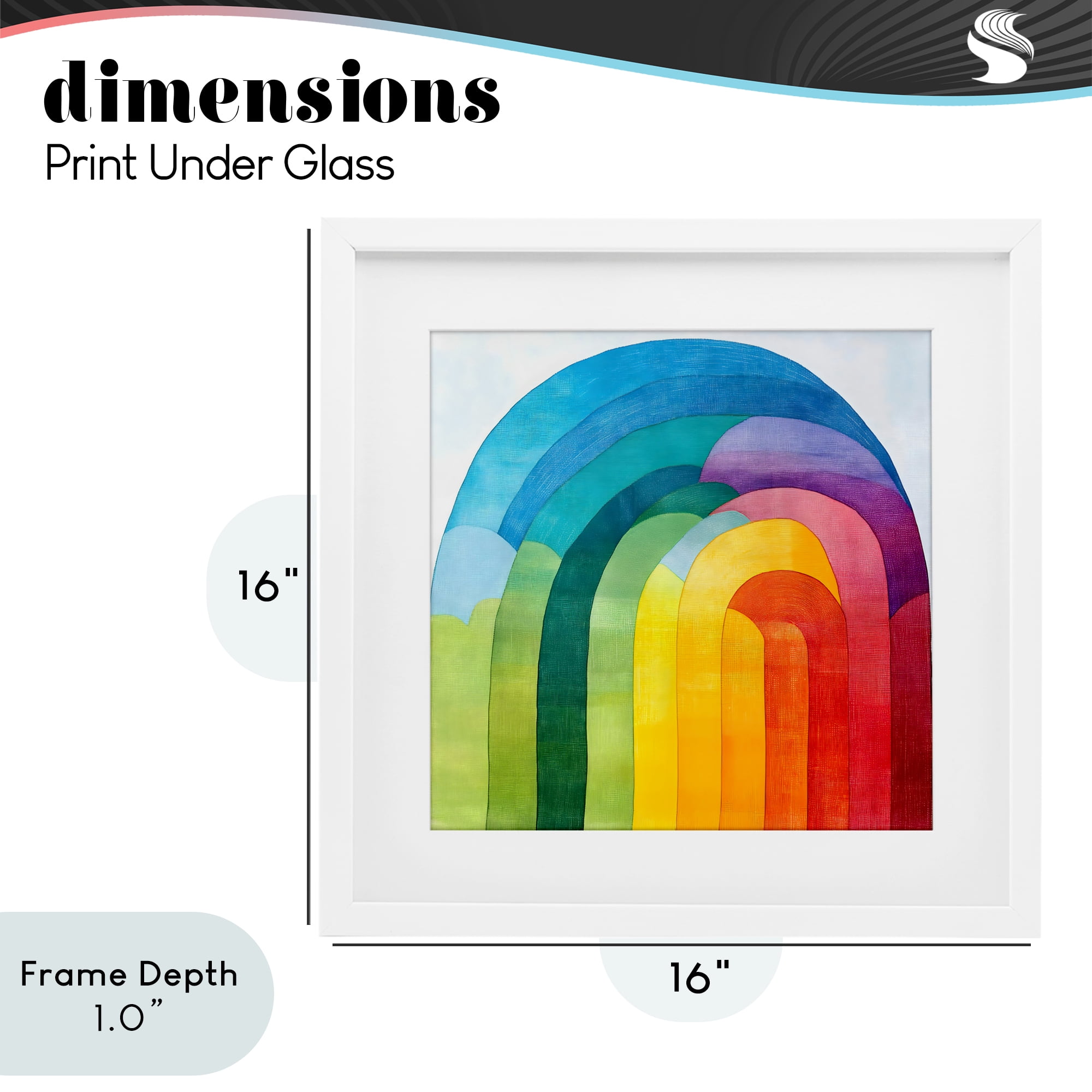 Stupell Industries Vibrant Rainbow Arch Abstraction White Framed Print Under Glass, design by Creative Studio