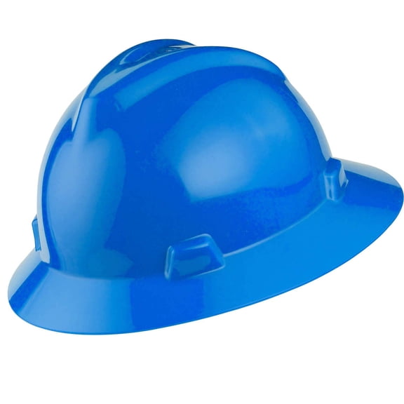 MSA 475368 V-Gard Full-Brim Hard Hats, Ratchet Suspension, Size 6 1/2-8, Blue CA1