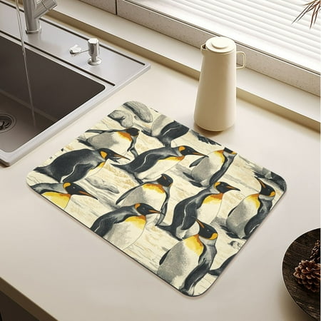 

King Penguin Drying Mat Diatomaceous Earth Super Absorbent Non-slip Rubber Sole Heat Resistant 230 Degrees Fahrenheit 19.7×15.7in