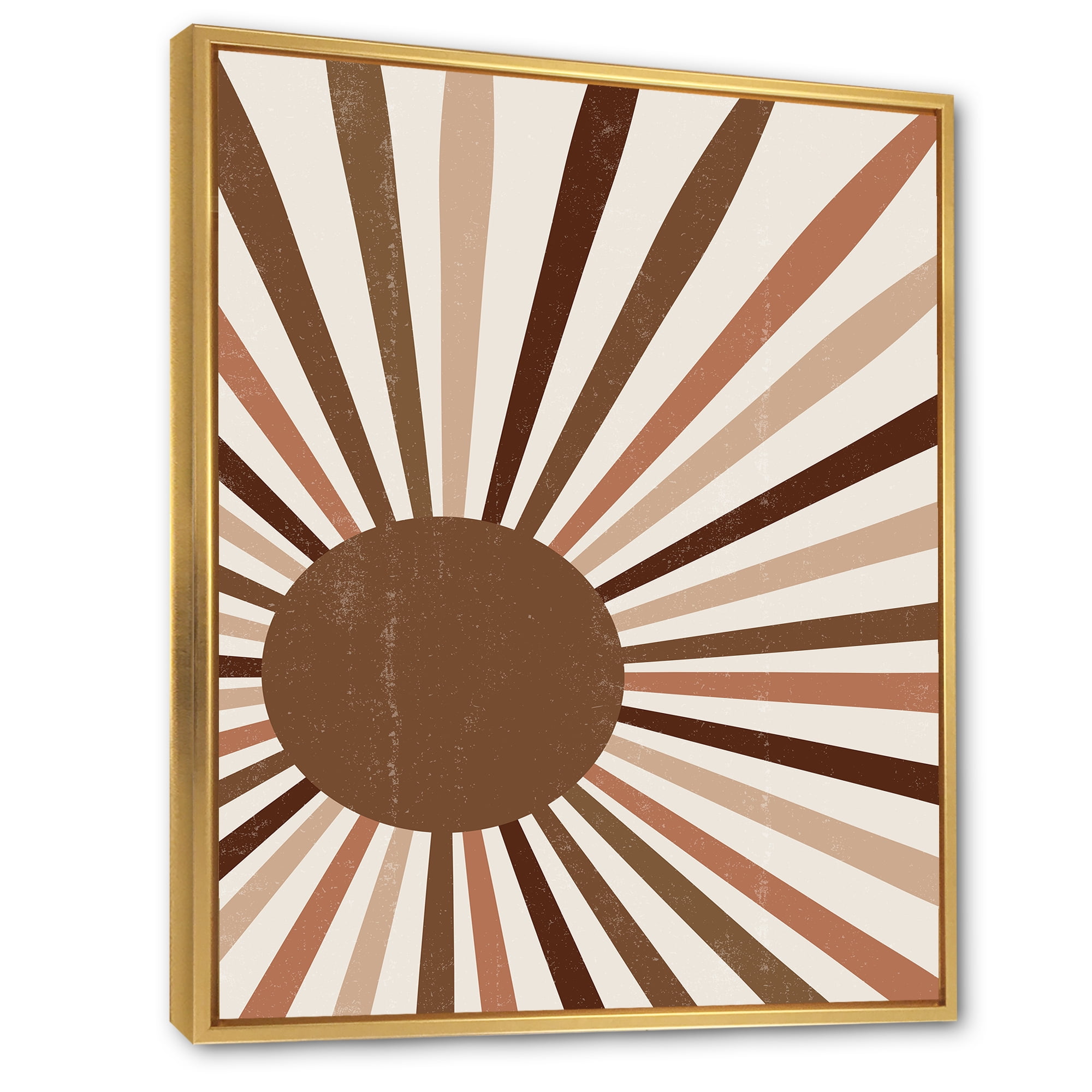 Designart 'Bright Minimalist Shining Terracotta Sun Rays' Modern Framed Canvas Wall Art Print