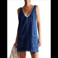 thumbnail image 2 of Minivestido Vaquero para Mujer, con Tirantes Ajustables, Falda Alta, Informal, Tipo Enterito Vaquero. Azul Oscuro L, 2 of 9