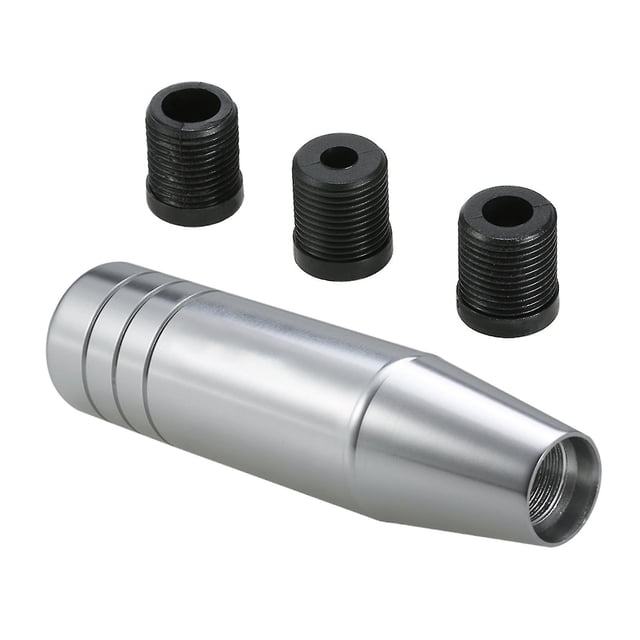Silver 13cm Length Universal Aluminum Car Truck Racing Gear Shift Knob Stick With 3 Adapter