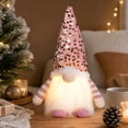 thumbnail image 5 of Lighted Sequin Christmas Gnome, Glowing Beard Faceless Nordic Tomte Figure, Striped Arm Holiday Tabletop Decor, Festive Winter Accent for Mantel, Shelf, Bedroom, Party, 5 of 6