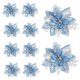thumbnail image 2 of 10x Adornos de arreglo floral de Pascua navideña de 14,5 cm con flores brillantes para Azul claro, 2 of 9