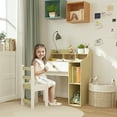 thumbnail image 2 of Qaba Kids Desk and Chair Set with Storage Shelves, Drawer, White, 2 of 10