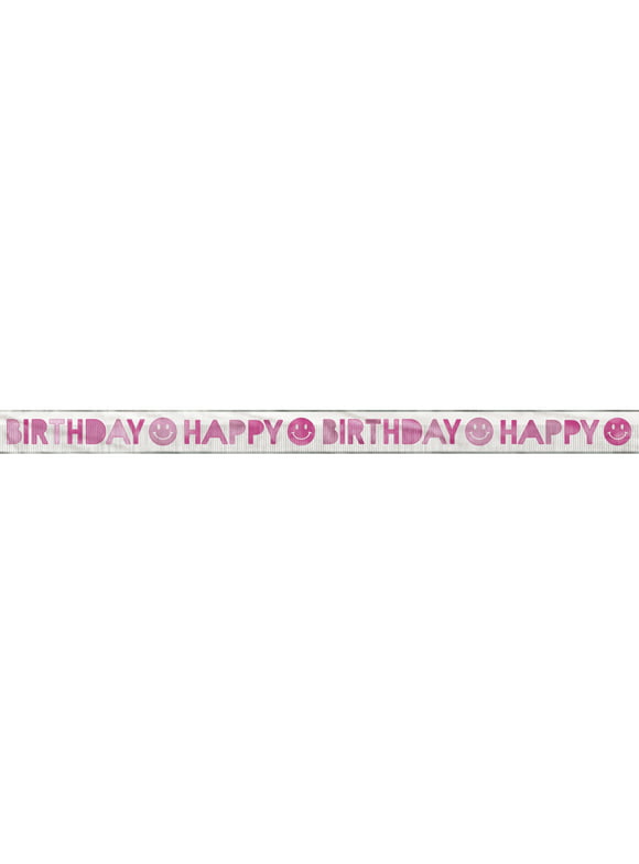 Way to Celebrate! Fringe Foil Cheerful Pink Banner, 12ft