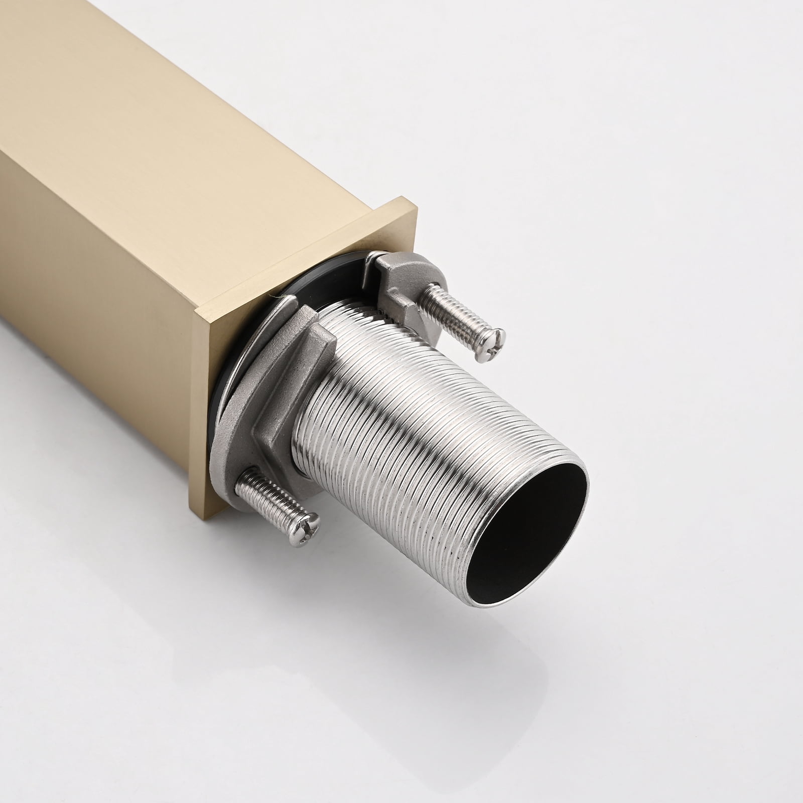 MAYEERTY 1-Hole 1-Handle Stainless Steel Bathroom Faucet with Deckplate & Drain, Brushed Gold