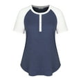 Chama Plus Size Short Sleeve Henley Shirt for Women Raglan Tunic Tops