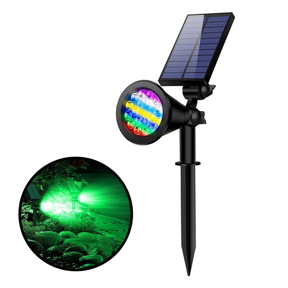 HAOAN Solar Spot Lights Outdoor, 18 LEDs Beads, Auto On/Off, IP67 Waterproof Solar Yard Spotlight Landscape Lighting Garden Wall Lights(Multi-colored)