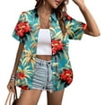 thumbnail image 2 of Womens Summer Outfits, Women Blouses, Trendy Women's Casual Holiday Coconut Tree Print Short Sleeve Blouse for Everyday Wear and Beach Outings, 2 of 5