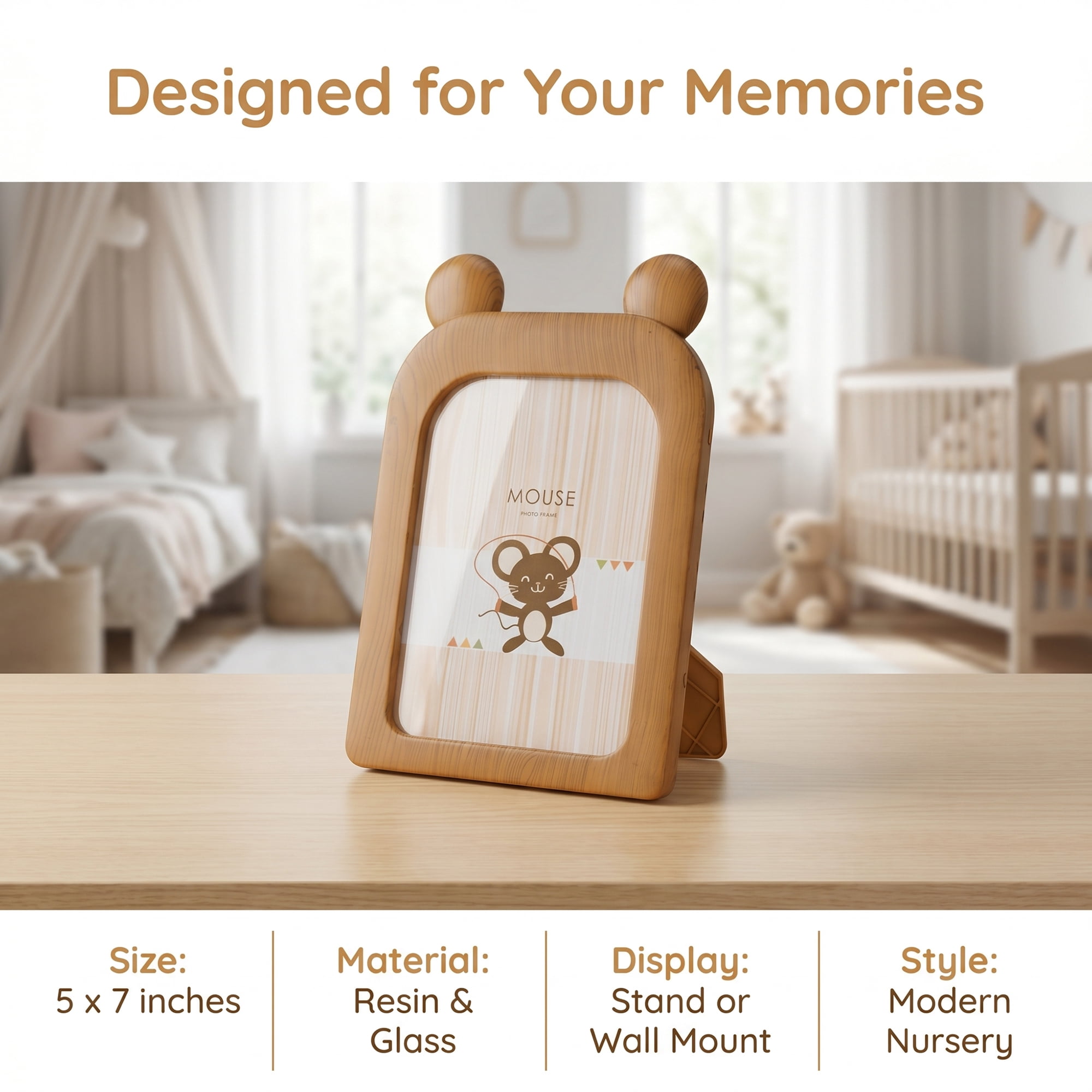 Unique Bargains Minimalist Clear Acrylic Floating Photo Frame Brown Mice 5" x 7"