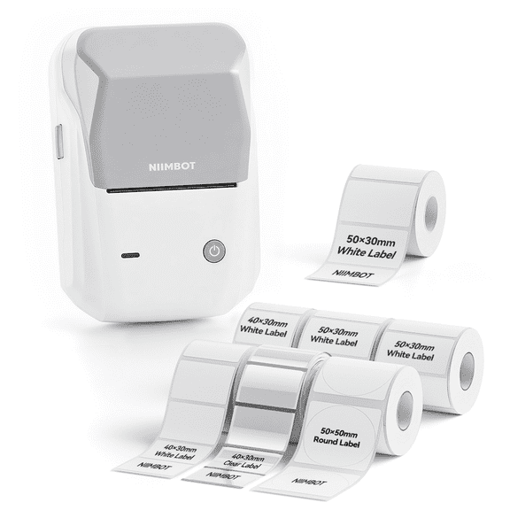 NIIMBOT B1 Light‑Sand Bluetooth Thermal Label Maker Plus Package, Portable Sticker Printer with Multiple Label Rolls for Home Organization & Office Storage