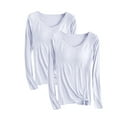 thumbnail image 1 of Kaemgyyd 2 Pack Vêtements de Nuit pour Femmes Grande Taille Col Rond Manches Longues Pyjamas Hauts Décontractés Amples Basiques Unis, 1 of 2