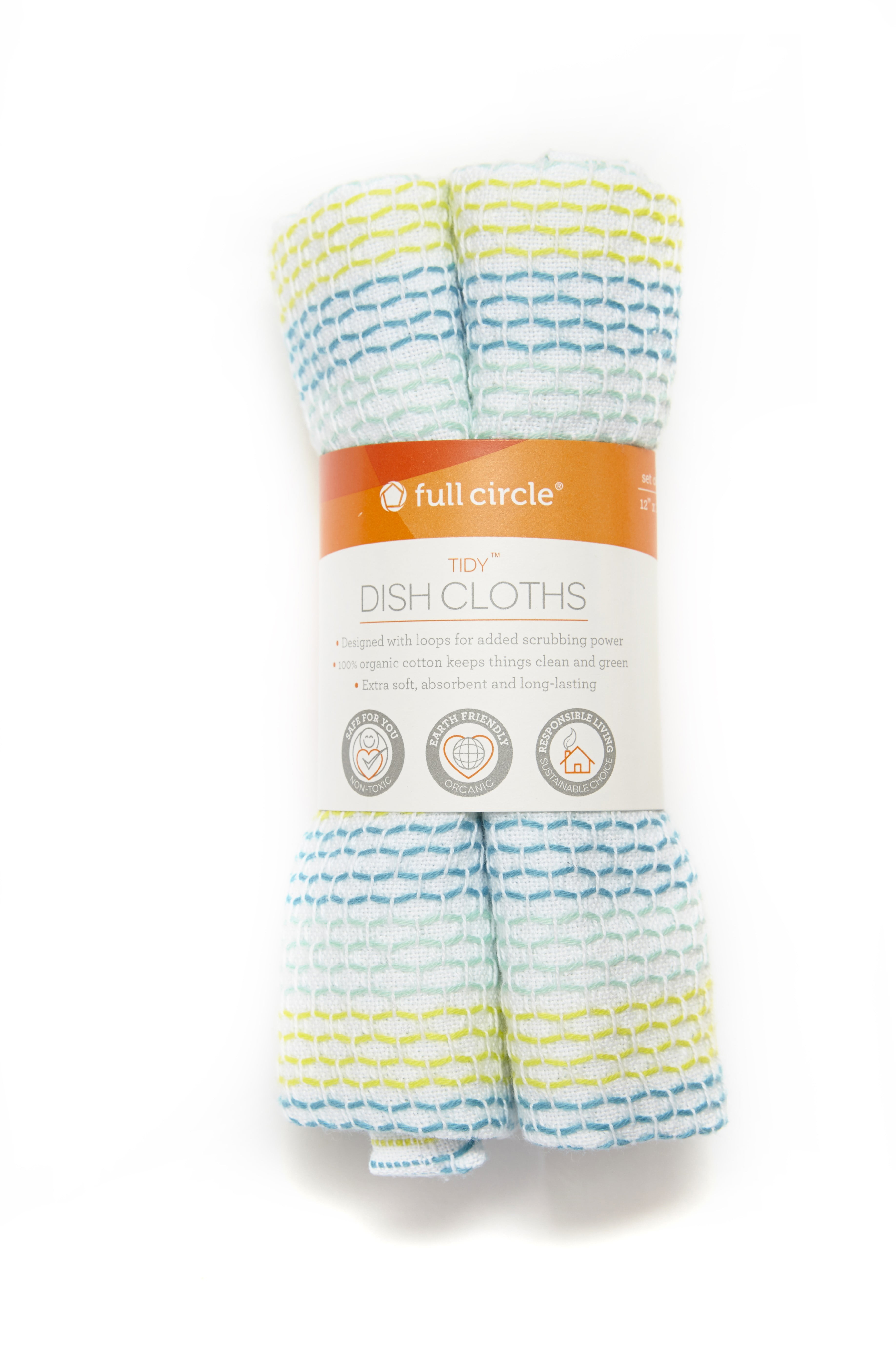 Full Circle Tidy 100 Organic Cotton Dish Cloths Set of 3