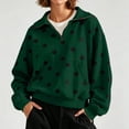 thumbnail image 6 of Erwazi Womens Sweatshirt Polka Dot Half Zip Collared Hooded Fleece Cropped Oversized Pullover Daily Casual Tops with Pocket, 6 of 9