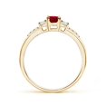 thumbnail image 2 of ANGARA Natural Classic Oval Ruby and Round Diamond Three Stone Ring in 14K Yellow Gold for Women (Size-6x4mm) | July Birthstone Jewelry for Her | Natural Ruby Rings, 2 of 9