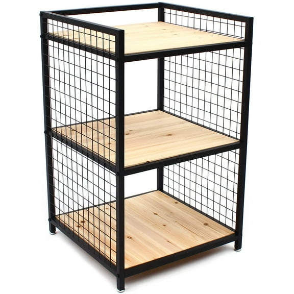 TFCFL 3 Tier Shelving Storage Unit Heavy Duty, Metal Storage Stand, Shelving Unit Wood Metal for Bathroom Kitchen Garage Office Storage