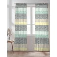 thumbnail image 2 of Bohemian Flowers Sheer Curtains 2 Panels Set Retro Ethnic Abstract Color Stripe Lihgt Filtering Rod Pocket Voile Drape, Semi Sheer Window Curtains for Bedroom Living Room, 52"x108", 2 of 5
