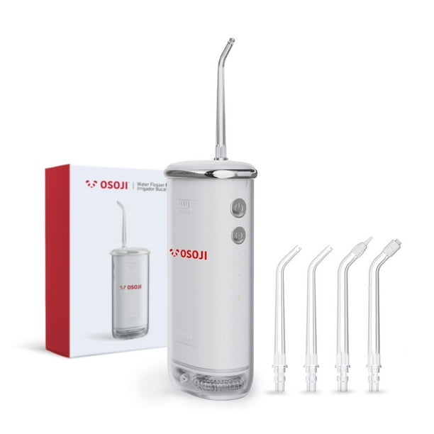 Irrigador Bucal Osoji Blanco con Control de Presión, 3 Boquillas y Depósito de 300 ml