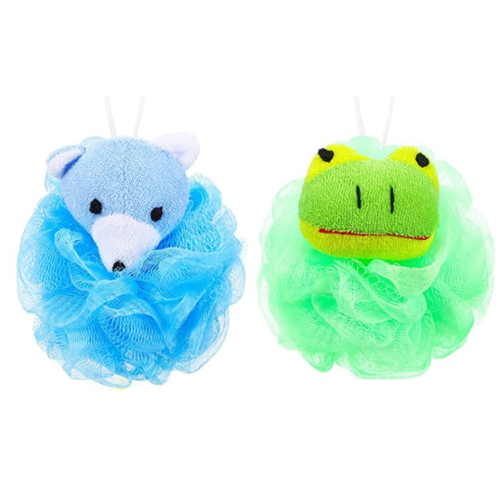 2Pcs Kids Baby Bath Sponge, Mesh Pouf Shower Sponge Soft Exfoliating