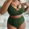 thumbnail image 7 of Womens Swimsuits 2024 Women's Sexy Plus Size Solid Color Suspender High Waisted Bikini Plus Size Swimsuit Womens Pant Suit 4 Swimsuits for Women with Underwire Bra for All Women Green 4XL, 7 of 7