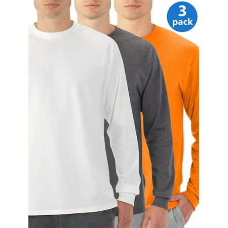 - Mens Eversoft Long Sleeve Crew T-Shirt with Ribbed Cuffs, 3 Pack