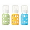 Lifefactory Glass Baby Bottle with Silicone Sleeve 4 Ounce - 3 Pack (Green/Ye...