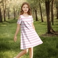 thumbnail image 4 of JUSLIO Dresses for Girls Striped Dresses with Pockets Crew Neck Short Sleeve Casual Dress Size 5 Y, 4 of 8