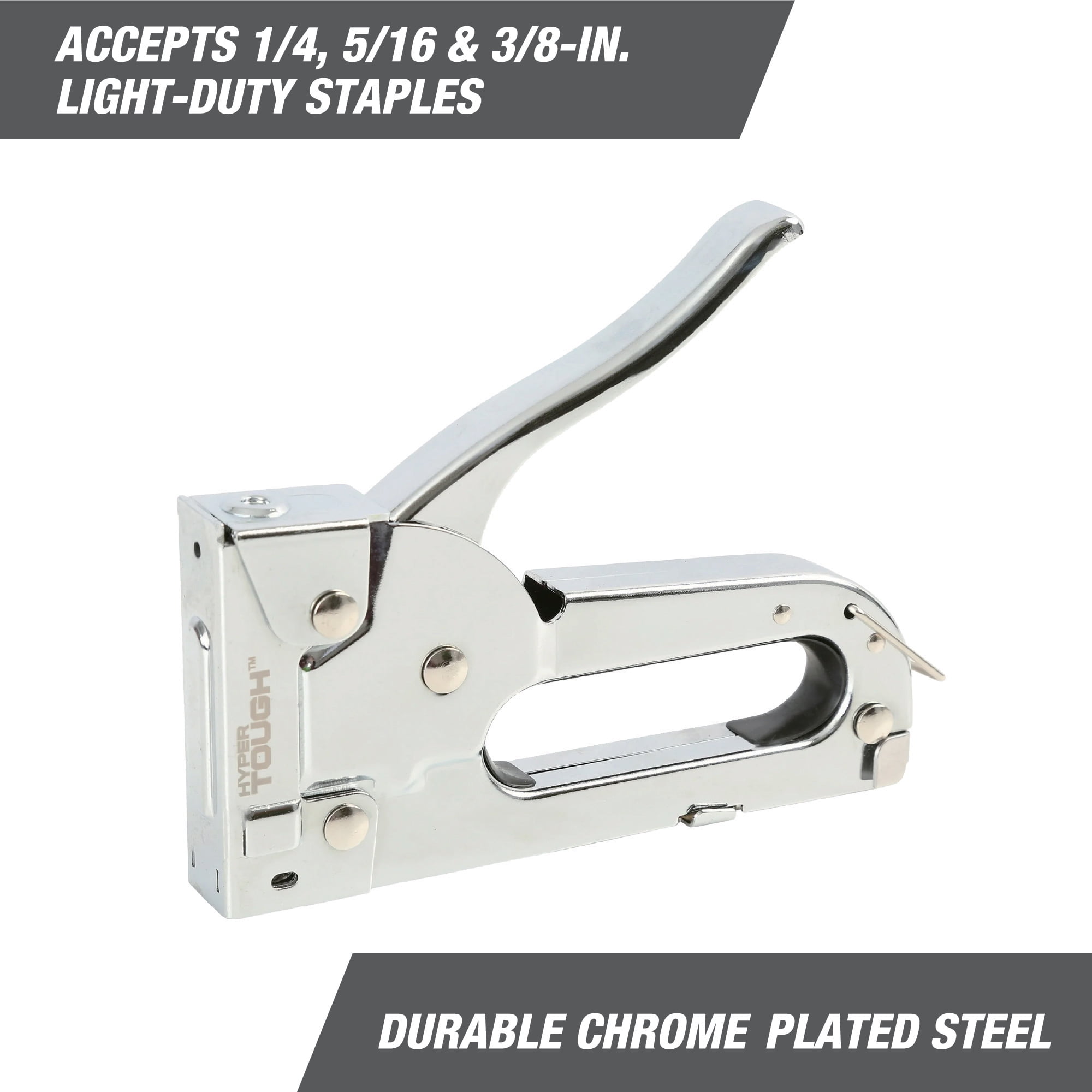 Hyper Tough Light-Duty Stapler, Chrome-Plated Construction, L x 6-inch