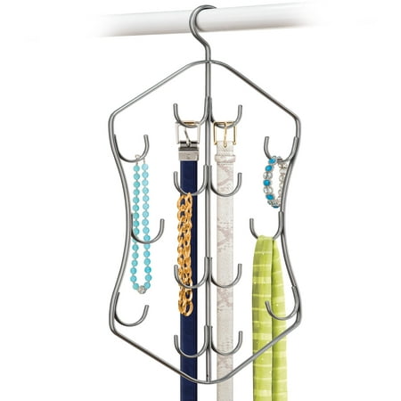 Lynk Hanging Jewelry, Scarf, and Accessory Organizer - 14 Hook Closet Organizer Rack for Scarves, Belts, and Jewelry - (Best Way To Store Scarves In Closet)